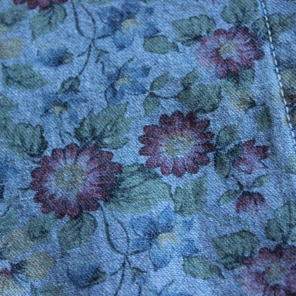Vintage Floral Print Denim Collared Shirt - Picture 7 of 9